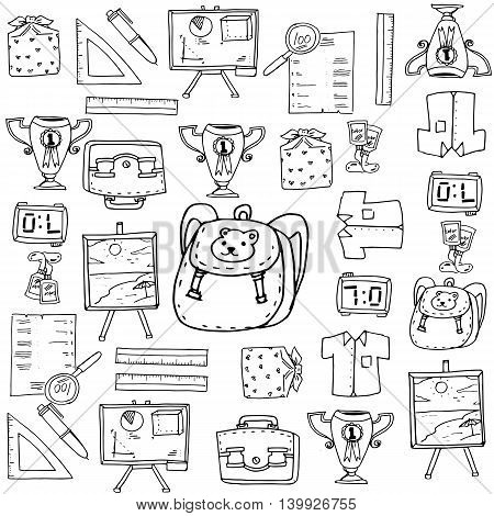 School element doodles collection stock hand draw