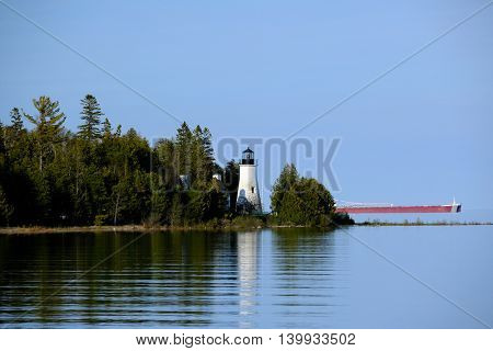 Old Presque Isle Lighthouse, built in 1840, Lake Huron, Michigan, USA