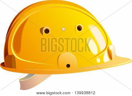 bright yellow plastic helmet realistic builder isolated on white background