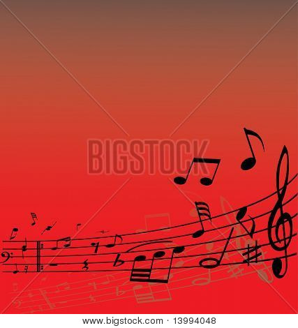 Fundo de música abstrata com notas diferentes e linhas