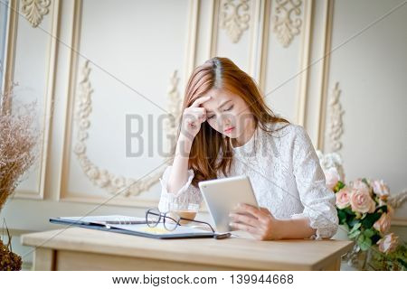 hard working woman with office files  in office