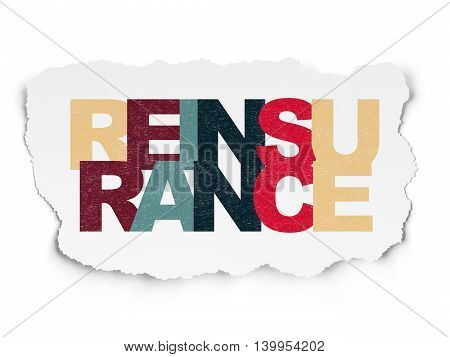 Insurance concept: Painted multicolor text Reinsurance on Torn Paper background