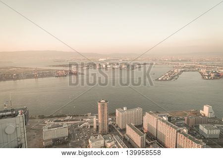 OSAKA, JAPAN - November  30, 2015 : Osaka city view from Umeda sky building, Osaka. View from the top.