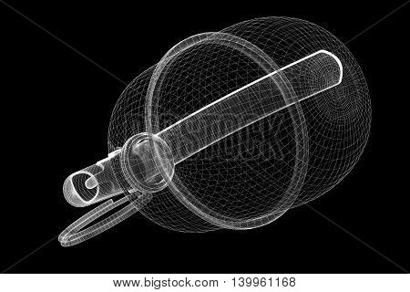 granade on background, body structure , wire model