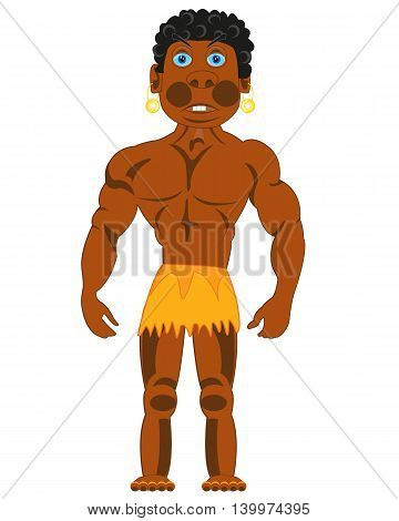Young and strong man african on white background 