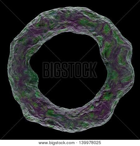 3D render bacteria virus in random color isolated on black background. 3d render microbe. Human immune system virus on black background. Microbe on the black screen. Bacteria virus or germs microorganism cells under microscope. High Quality 3D Render