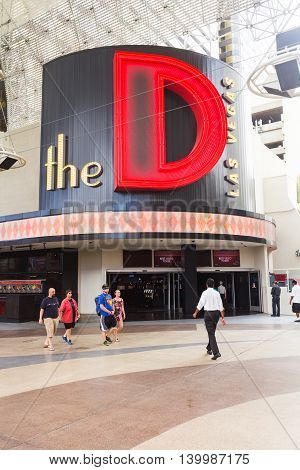 LAS VEGAS NV USA - JULY 14 2013: The D Las Vegas hotel and casino in Downtown. Freemont street experience.