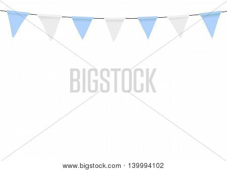 Oktoberfest decoration. Flags decorated in traditional colors of Bavaria.