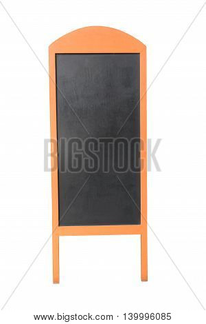 Wooden menu board isolated on white background.