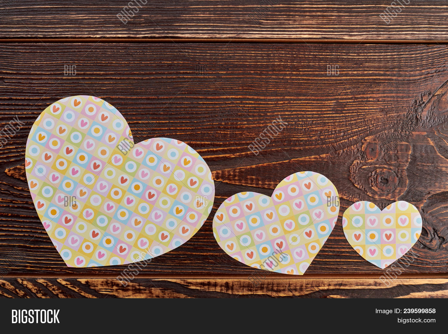 Paper Hearts On Brown Image Photo Free Trial Bigstock