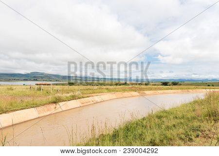 The Tugela-vaal Water Scheme Canal, Built In 1995, At The Woodstock Dam Near Bergville In The Kwazul