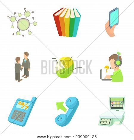 Business Place Icons Set. Cartoon Set Of 9 Business Place Vector Icons For Web Isolated On White Bac