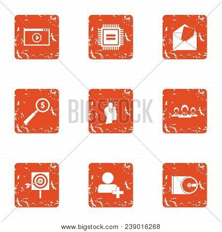 Business Representative Icons Set. Grunge Set Of 9 Business Representative Vector Icons For Web Isol