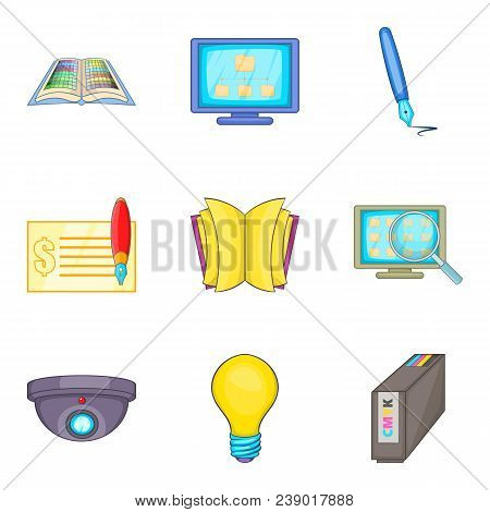 Industry Worker Icons Set. Cartoon Set Of 9 Industry Worker Vector Icons For Web Isolated On White B