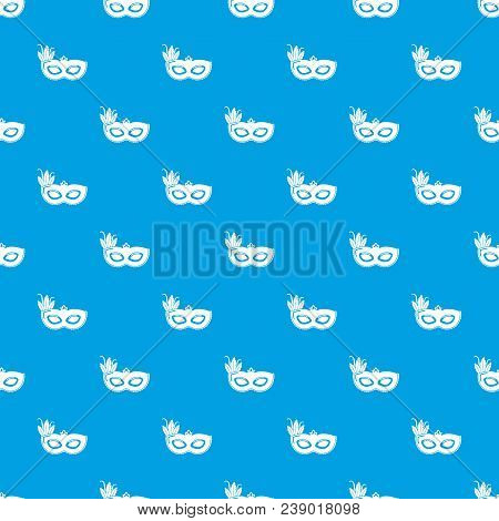 Carnival Mask Pattern Vector Seamless Blue Repeat For Any Use