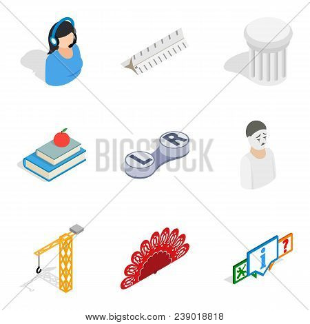 Scientific Space Icons Set. Isometric Set Of 9 Scientific Space Vector Icons For Web Isolated On Whi