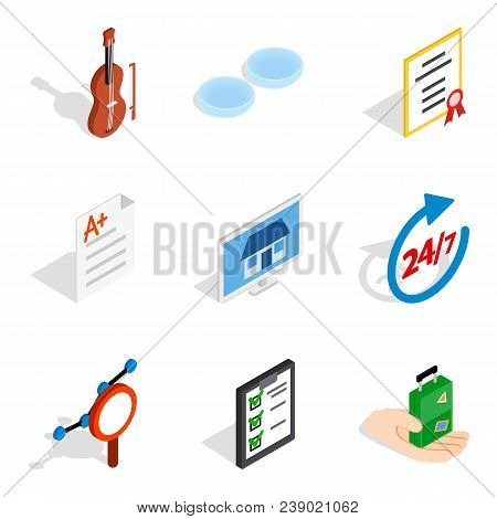 Experimental Place Icons Set. Isometric Set Of 9 Experimental Place Vector Icons For Web Isolated On