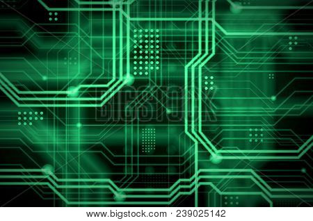 An Abstract Technological Background Consisting Of A Multitude Of Luminous Guiding Lines And Dots Fo