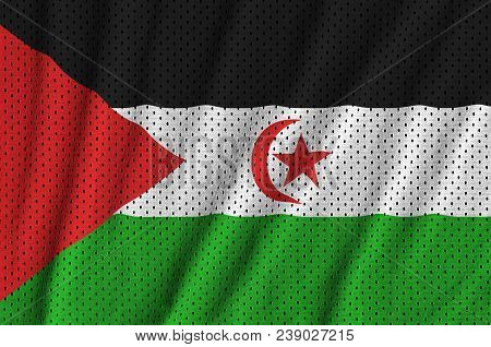 Western Sahara Flag Printed On A Polyester Nylon Sportswear Mesh Fabric With Some Folds