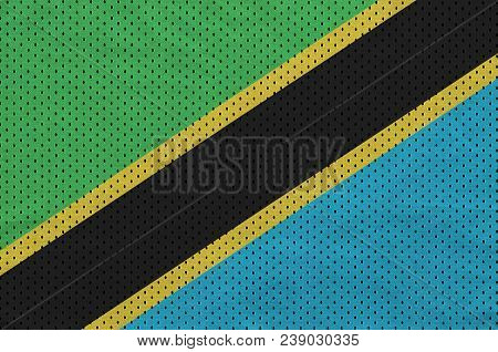 Tanzania Flag Printed On A Polyester Nylon Sportswear Mesh Fabric With Some Folds