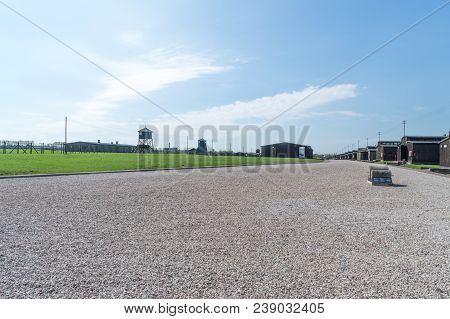 Lublin, Poland - April 14, 2018: Road At Majdanek Nazi German Concentration Camp.