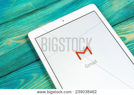 Sankt-petersburg, Russia, April 2, 2018: Google Gmail Application Icon On Apple Ipad Smartphone Scre