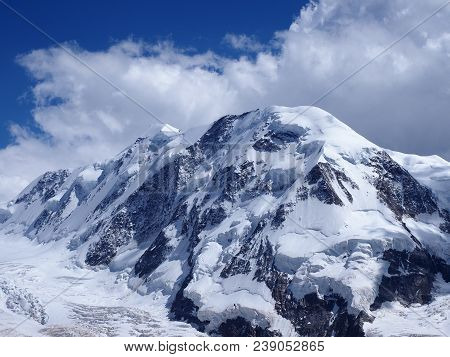 Lyskamm Massif Landscapes, Glacier At Monte Rosa Swiss Alpine Mountain Range In Alps, Switzerland Fr