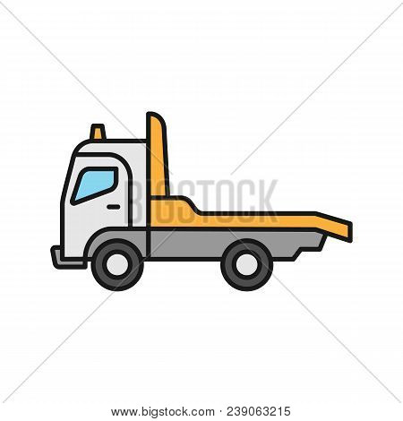 Tow Truck Color Icon. Car Wrecker. Evacuator. Isolated Vector Illustration