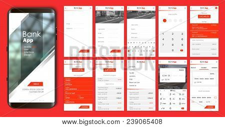 Design Of The Mobile Application, Ui, Ux. A Set Of Gui Screens With Login And Password Input, Home P