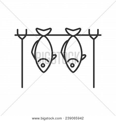 Grilled Fish Linear Icon. Stockfish. Thin Line Illustration. Drying Fish. Contour Symbol. Vector Iso