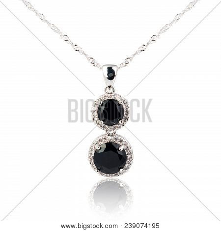 Black Spinel Diamond Pendant Isolated On White