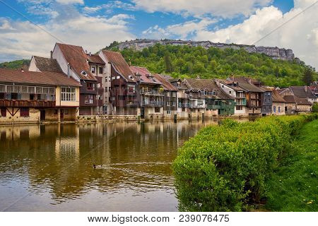 Ornans Cityscape Aside Loue River - Doubs - France