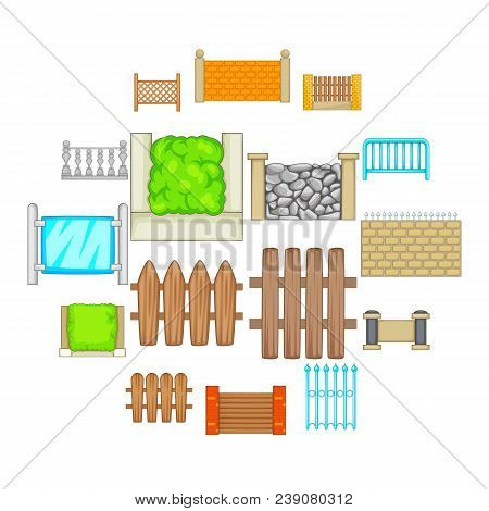 Fencing Modules Icons Set. Cartoon Illustration Of 16 Fencing Modules Vector Icons For Web