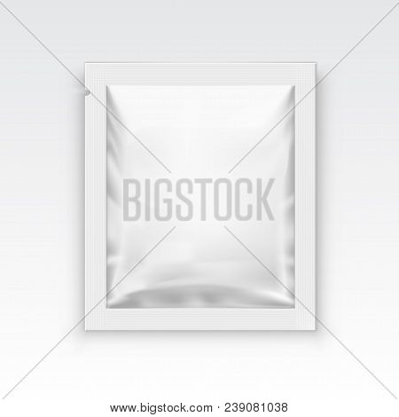 White Blank Clear Sachet For Food, Medical Or Cosmetics. Eps10 Vector