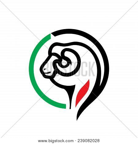 Sheep Head Symbol Isolated On White Background