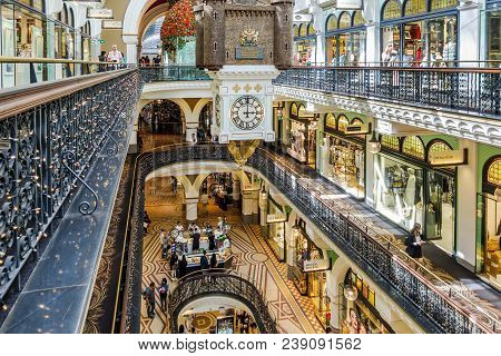 Sydney, Australia - Nov 14, 2017: Interior Of The Iconic Queen Victoria Building (qvb) On George Str