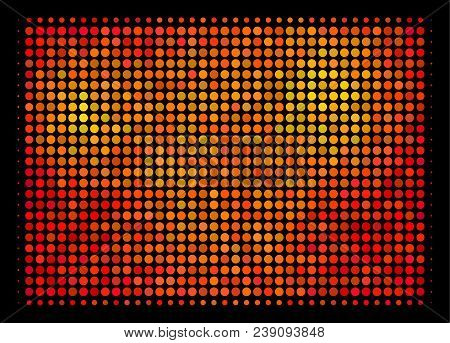 Dotted Filled Rectange Icon. Bright Pictogram In Fire Orange Color Variations On A Black Background.