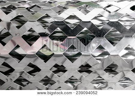 Metal Textred Tube, Head On The Pipe Of Jakuzzi, Metal Background With Rhombus Texture