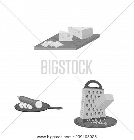 Cooking Food Monochrome Icons In Set Collection For Design. Kitchen, Equipment And Tools Vector Symb