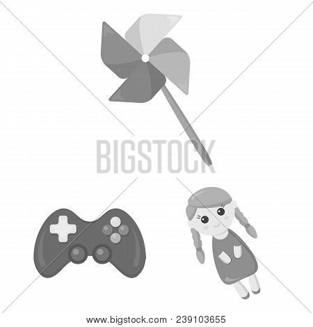 Children Toy Monochrome Icons In Set Collection For Design. Game And Bauble Vector Symbol Stock Illu