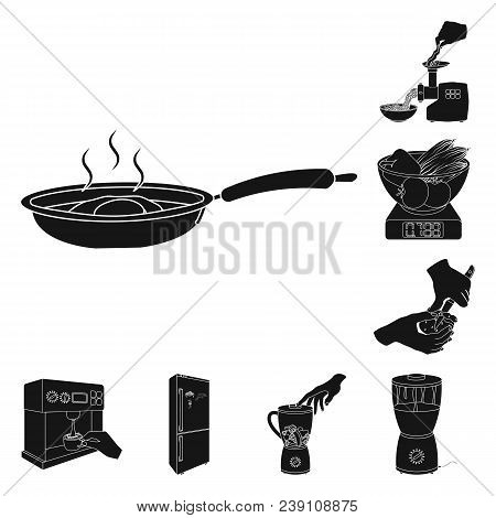 Cooking Food Black Icons In Set Collection For Design. Kitchen, Equipment And Tools Vector Symbol St