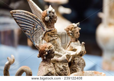 Ancient Figurines In The Italian Museum Of The City Of Melfi, Ancient Roman Statuettes