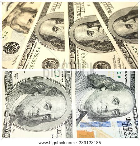 Collage With Fragments Of Hundred Dollar Banconotes