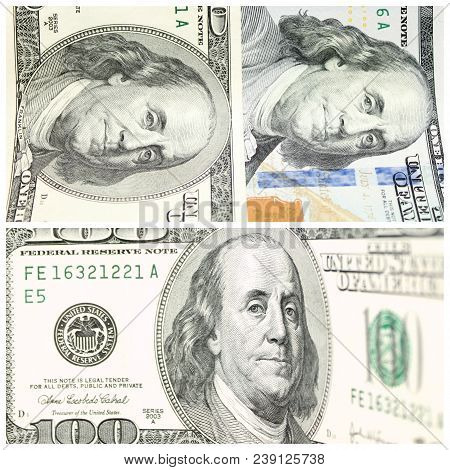 Collage With Fragments Of Hundred Dollar Banconotes