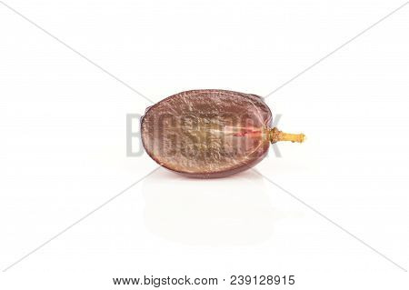 Red Globe Grape Berry One Section Half Isolated On White Background