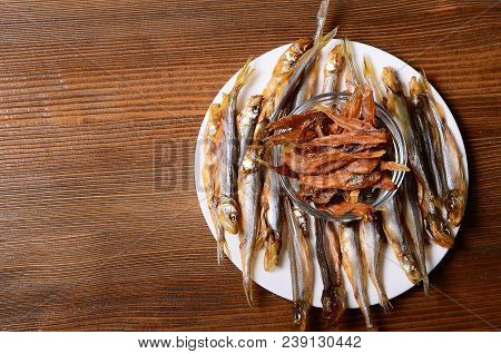 Russian Snack . Beer And Dried Fish Rime, Solar, Bones, Vintage Liquid