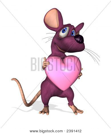 Cartoon Mouse With Heart