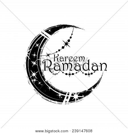 Ramadan Kareem Islamic Greeting Arabic Calligraphy And Moon With A Pattern And Decoration