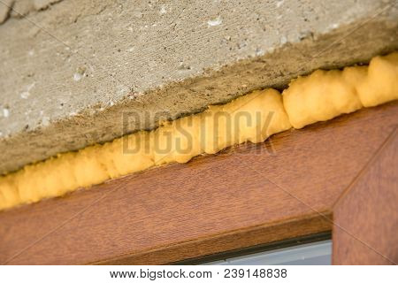 Diy Concept. Construction Pu Foam. The Window Is Installed Using A Mounting Foam. Installation Foam