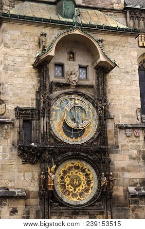 Prague Chimes Or Eagle Clock  .the Medieval Clock Tower, Mounted On The South Wall Of The Old Town H